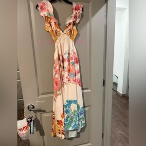 Floral Maxi Dress with Ruffle Straps